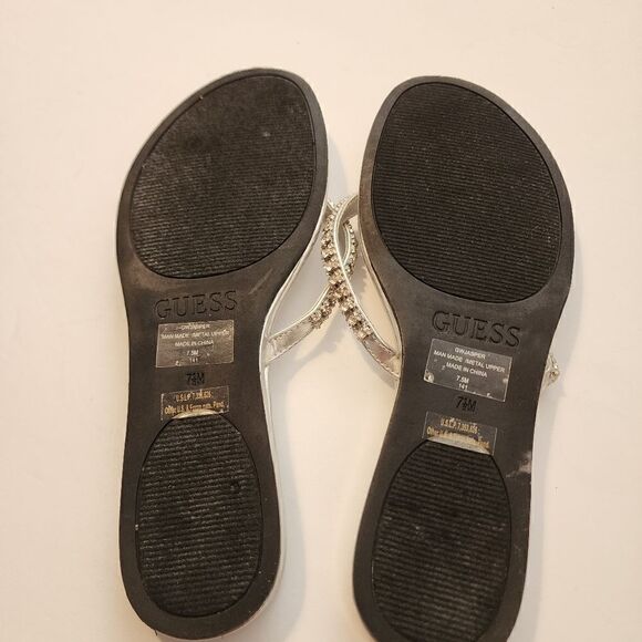Guess Womens Shiney Silver with Bling Slip on Sandal in Size 7.5 - Picture 5 of 8